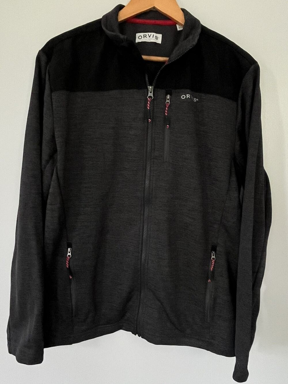 Orvis Classic Collection Men’s L Gray Black Fleece Lined Full Zip Jacket